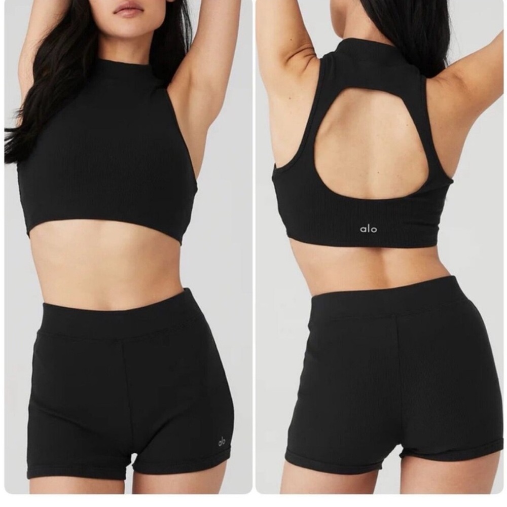 ALO Yoga Black Ribbed Activewear Set